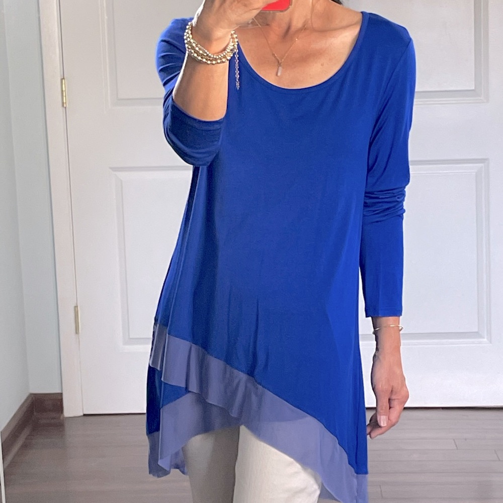 Cupio Royal Blue Viscose Top Tunic Size M NWT - Picture 2 of 10